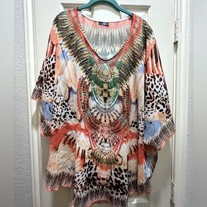 Orange BoHo style, sheer, kimono, cover up